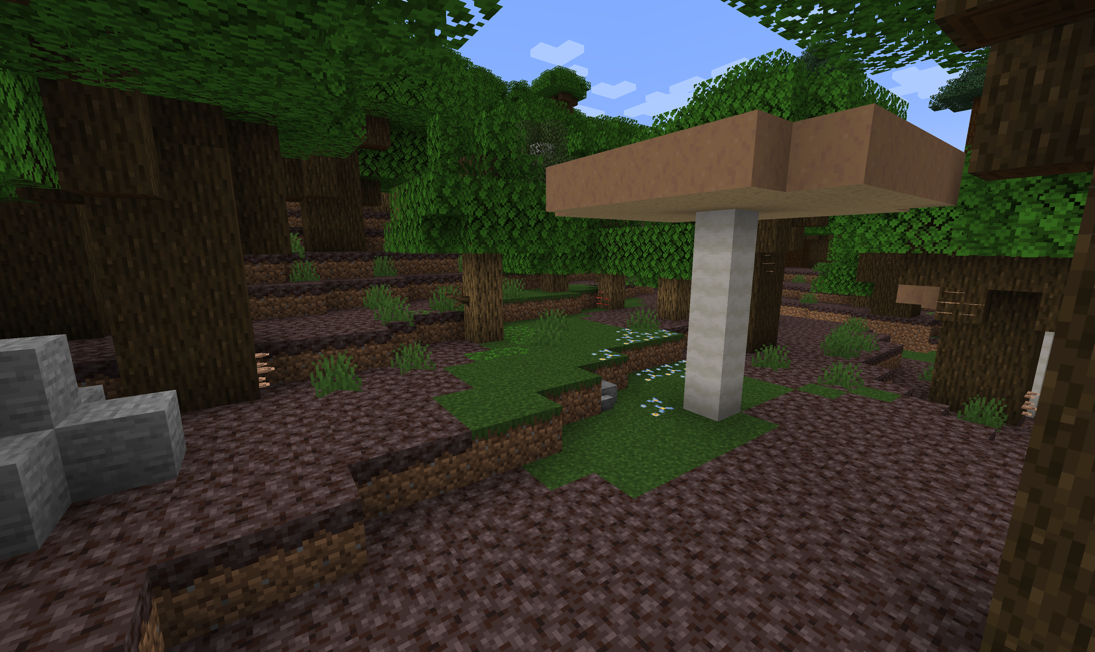 Giant mushroom in a dark forest biome
