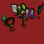 A green mob with various items.