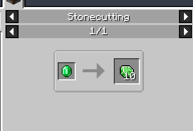 Stonecutting recipe for emerald shards